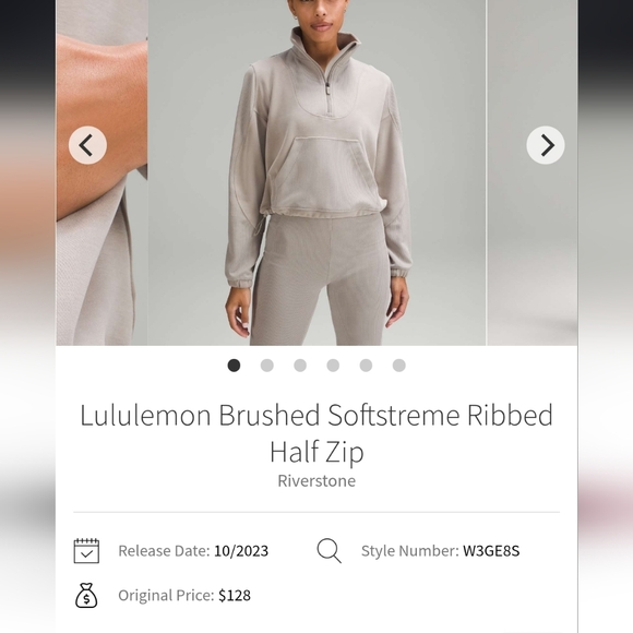 Lululemon Softstreme SET Riverstone Size 6 Ribbed Flare Pants Brushed Half Zip - Picture 10 of 11